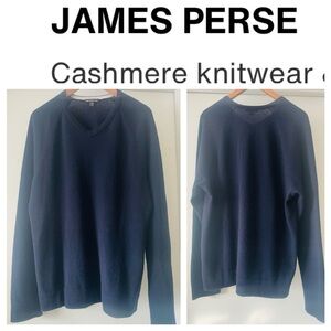 JAMES PERSE Men’s Navy Blue 100% Cashmere Sweater